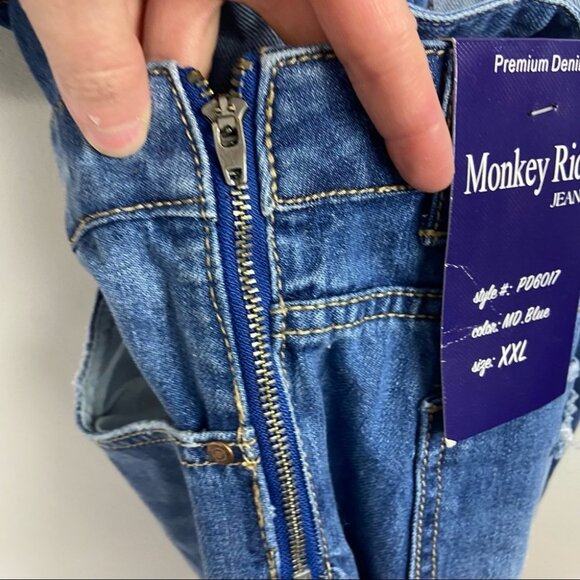 NWT Monkey Ride‎ Distressed Denim Overalls Plus Size XXL Dungarees New With Tags - Picture 12 of 14